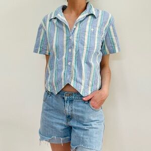 Vintage button down crop top